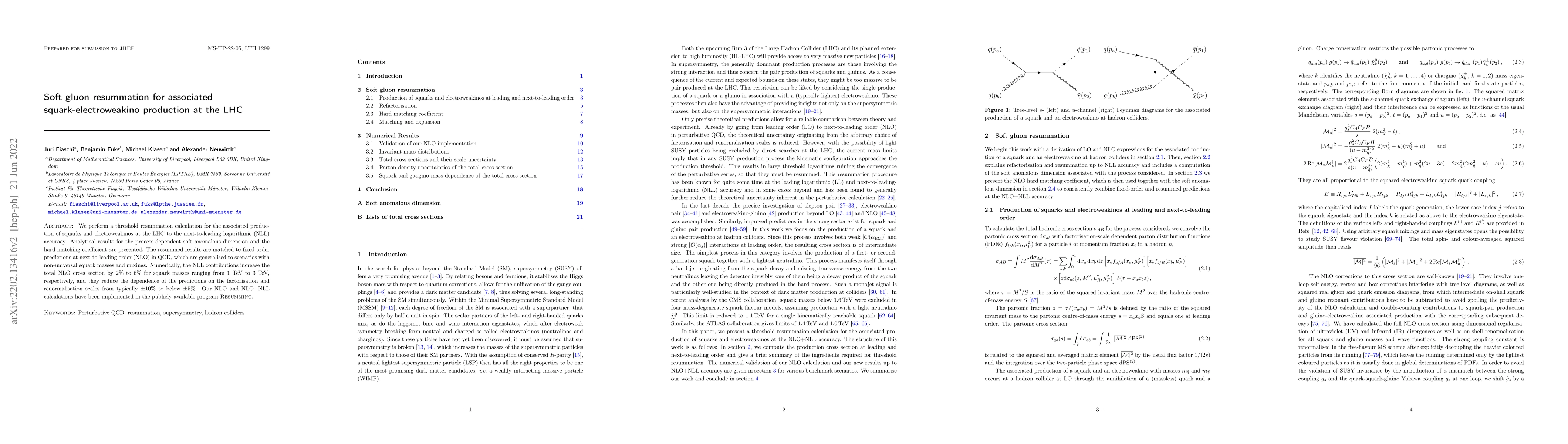 Thumbnail for Soft gluon resummation for associated squark-electroweakino production
  at the LHC