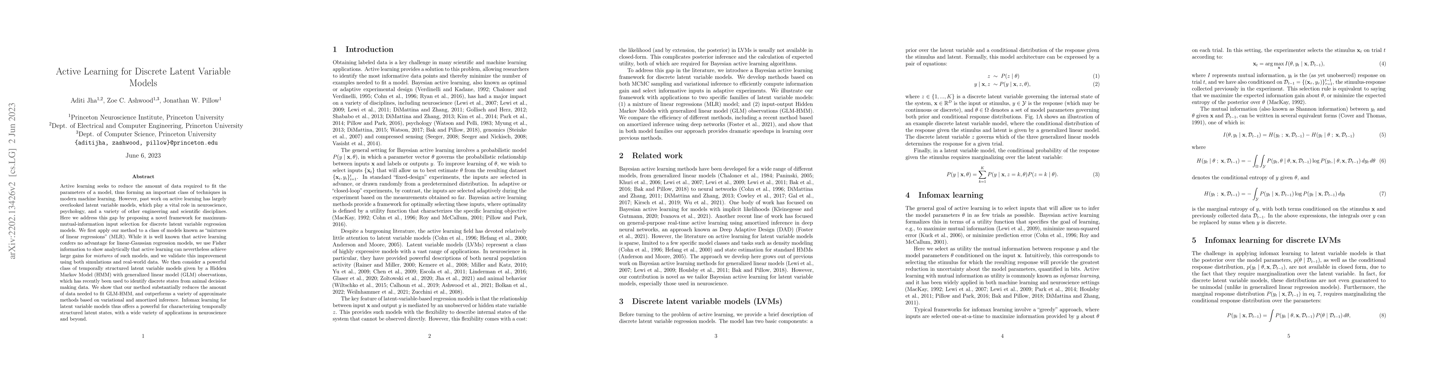 Thumbnail for Bayesian Active Learning for Discrete Latent Variable Models