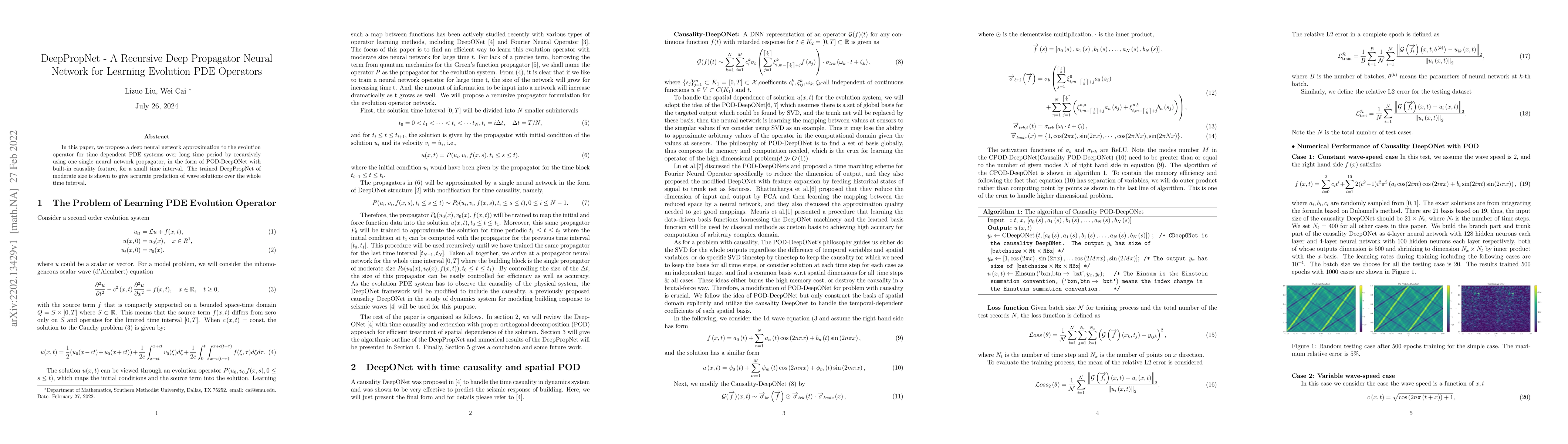 Thumbnail for DeepPropNet -- A Recursive Deep Propagator Neural Network for Learning
  Evolution PDE Operators