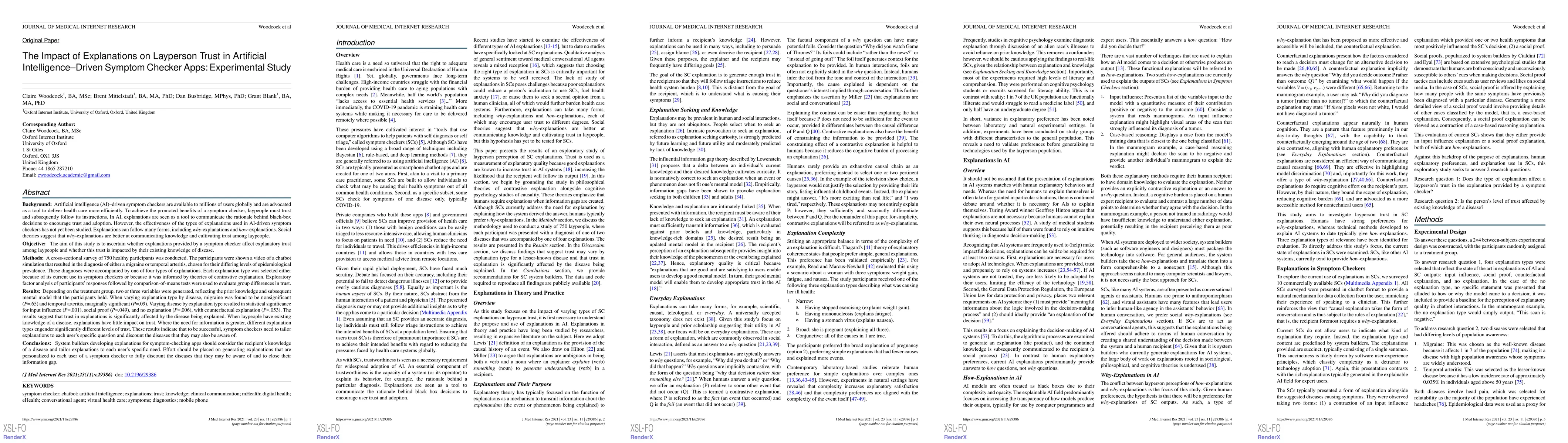 Thumbnail for The Impact of Explanations on Layperson Trust in Artificial
  Intelligence-Driven Symptom Checker Apps: Experimental Study