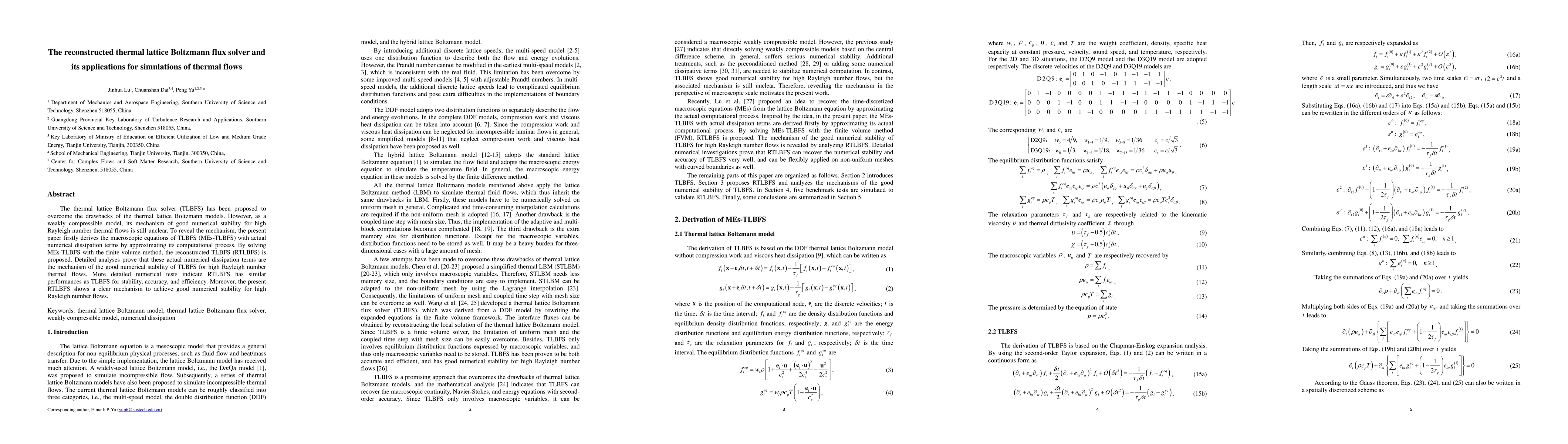 Thumbnail for The reconstructed thermal lattice Boltzmann flux solver and its
  applications for simulations of thermal flows