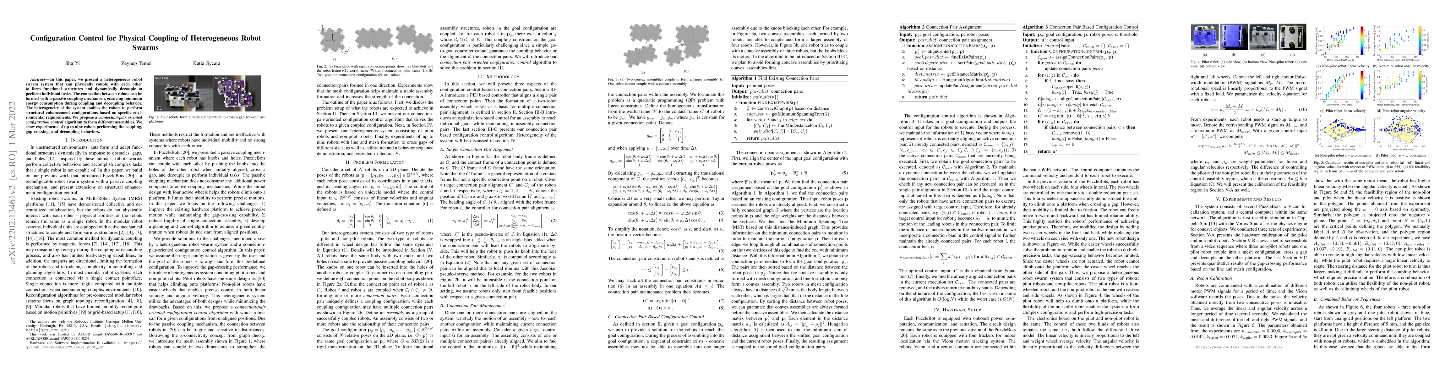Thumbnail for Configuration Control for Physical Coupling of Heterogeneous Robot
  Swarms