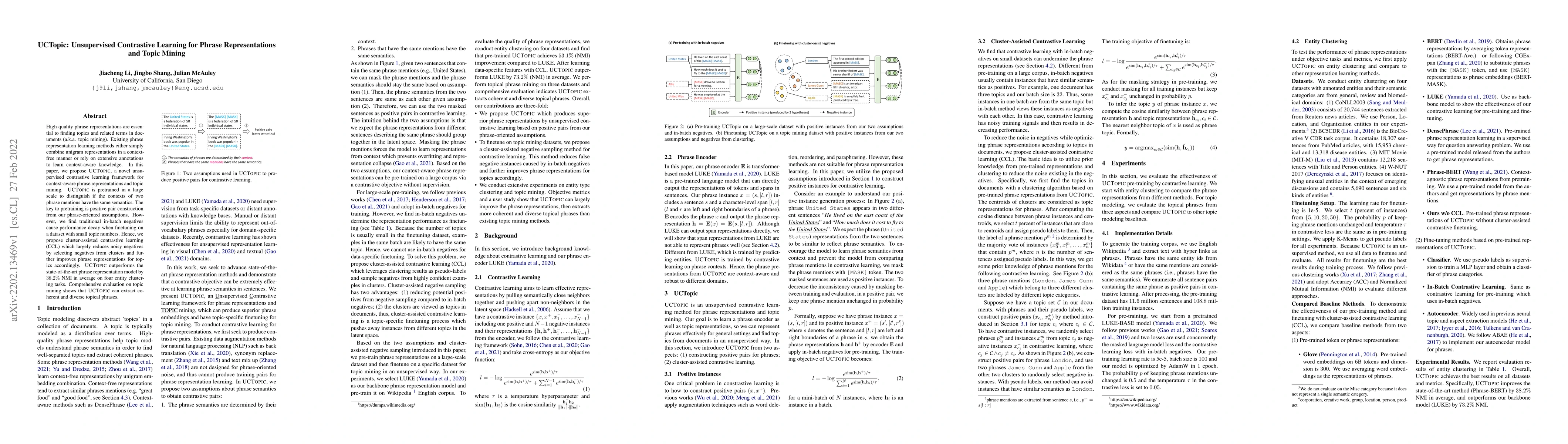 Thumbnail for UCTopic: Unsupervised Contrastive Learning for Phrase Representations
  and Topic Mining