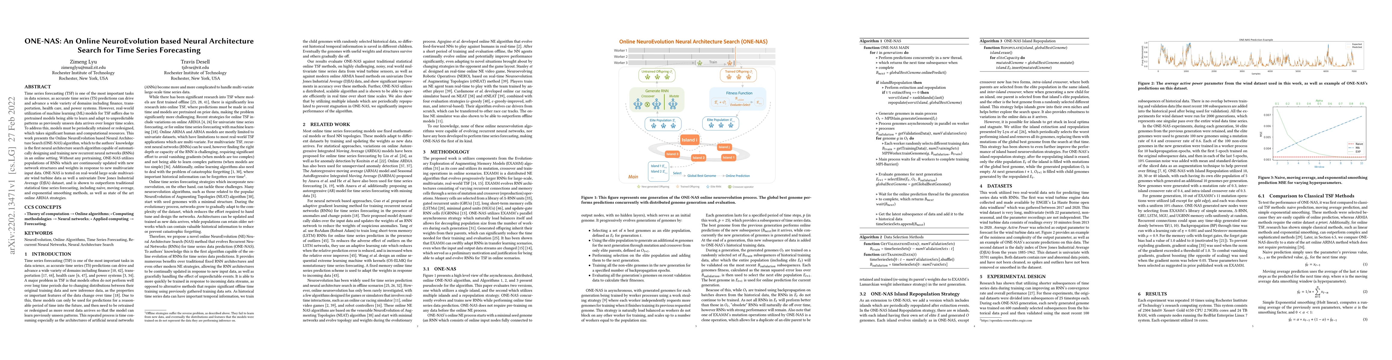Thumbnail for ONE-NAS: An Online NeuroEvolution based Neural Architecture Search for
  Time Series Forecasting