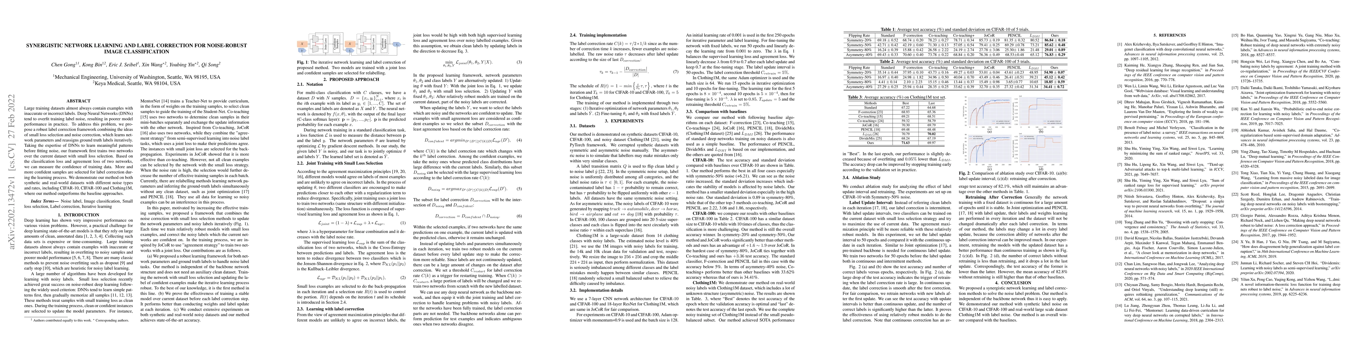 Thumbnail for Synergistic Network Learning and Label Correction for Noise-robust Image
  Classification