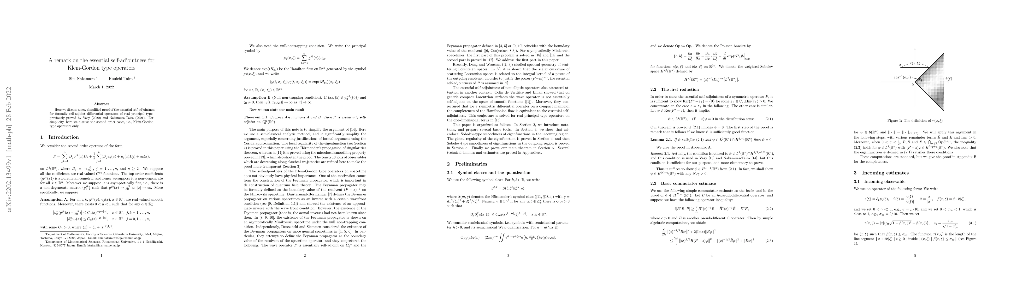 Thumbnail for A remark on the essential self-adjointness for Klein-Gordon type
  operators