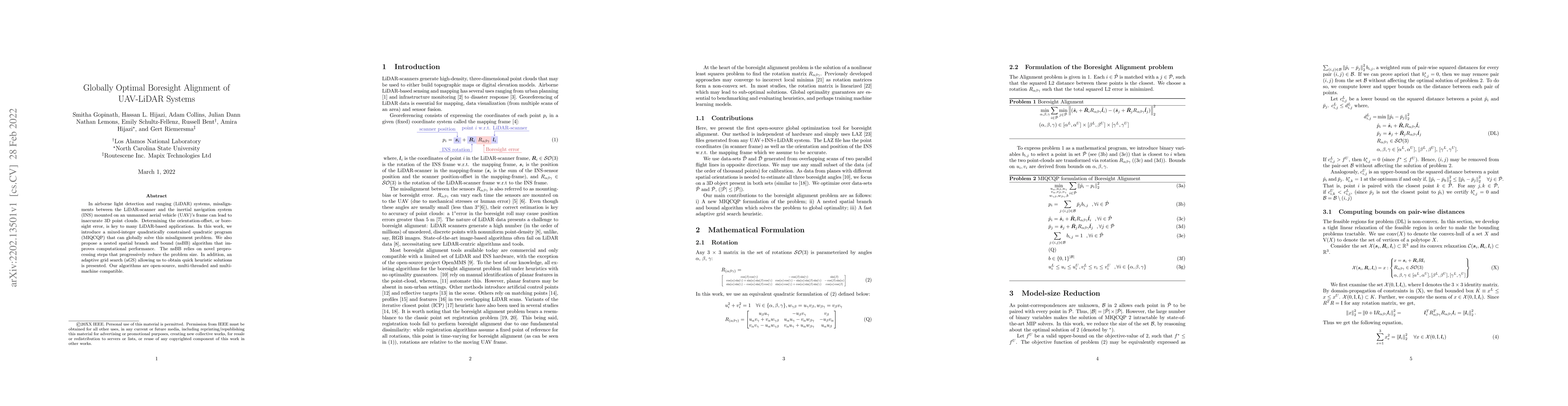Thumbnail for Globally Optimal Boresight Alignment of UAV-LiDAR Systems