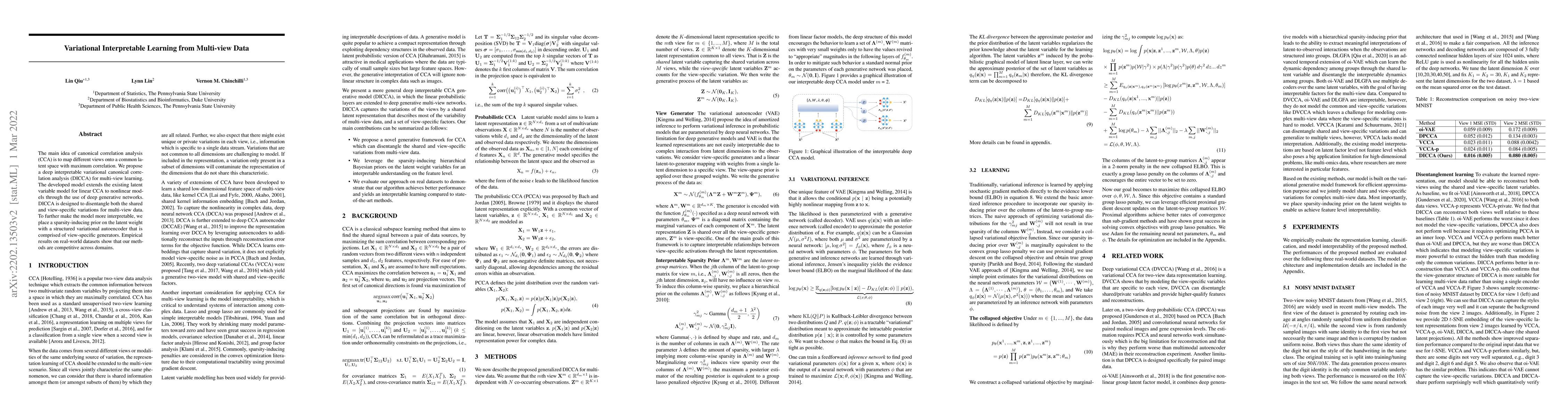 Thumbnail for Variational Interpretable Learning from Multi-view Data
