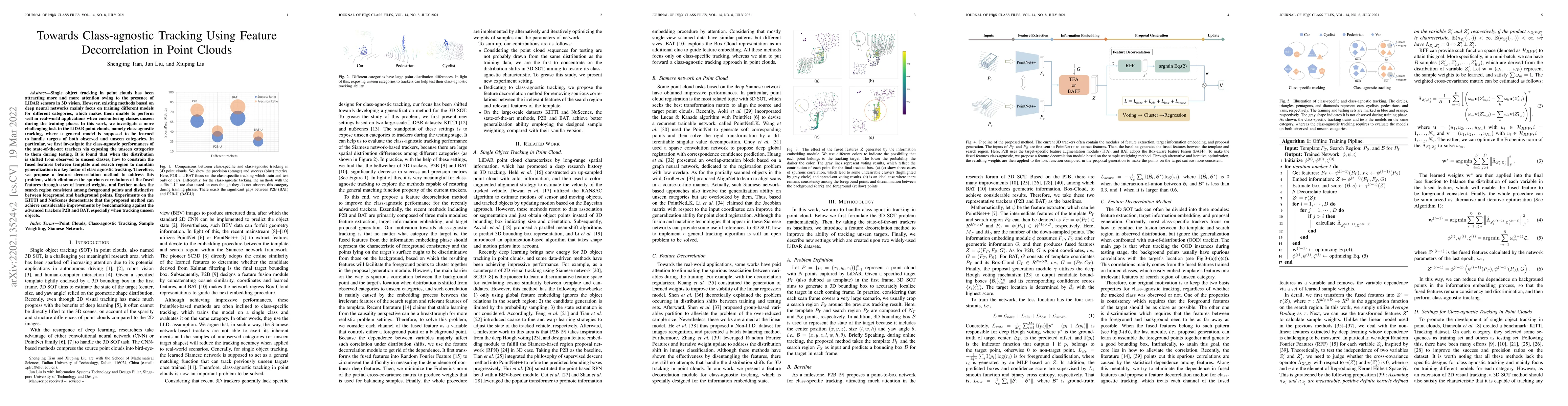 Thumbnail for Towards Class-agnostic Tracking Using Feature Decorrelation in Point
  Clouds