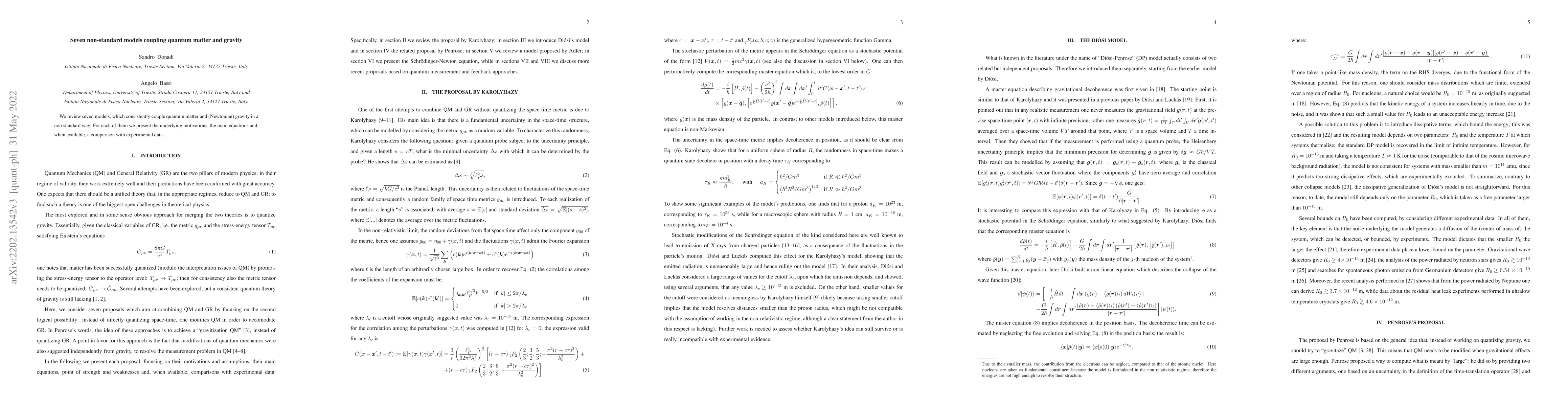 Thumbnail for Seven non-standard models coupling quantum matter and gravity