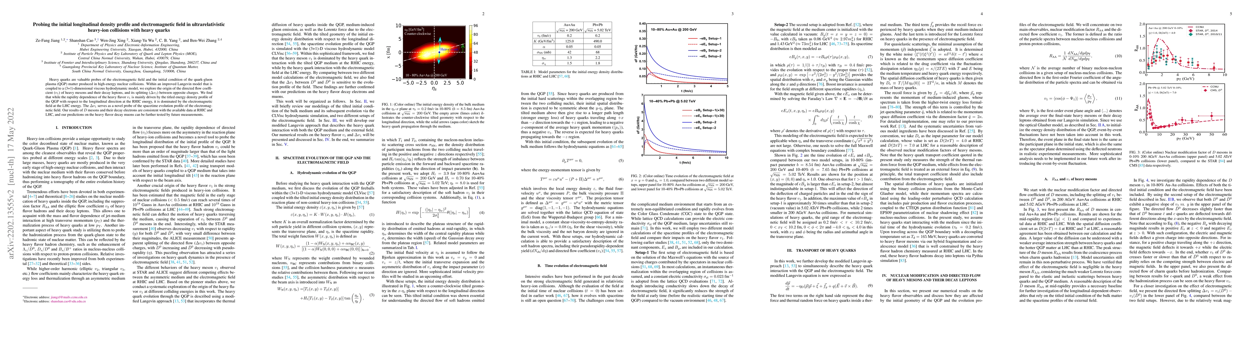 Thumbnail for Probing the initial longitudinal density profile and electromagnetic
  field in ultrarelativistic heavy-ion collisions with heavy quarks