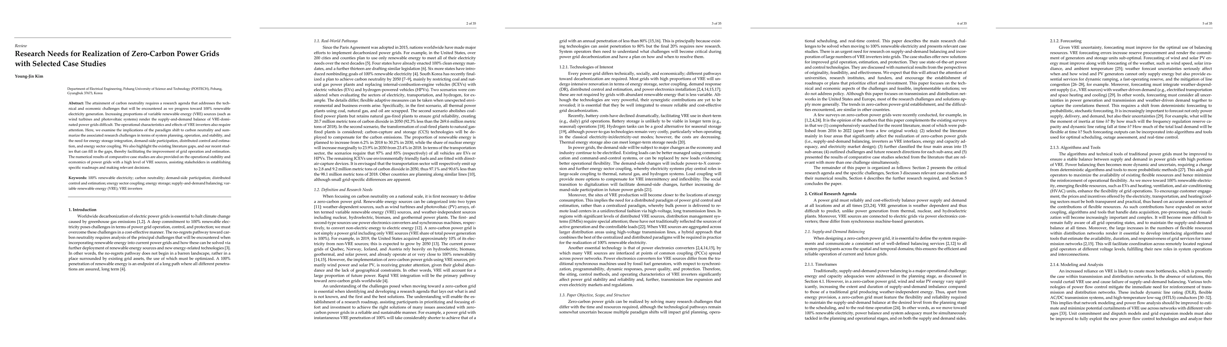 Thumbnail for Research Needs for Realization of Zero-Carbon Power Grids with Selected
  Case Studies