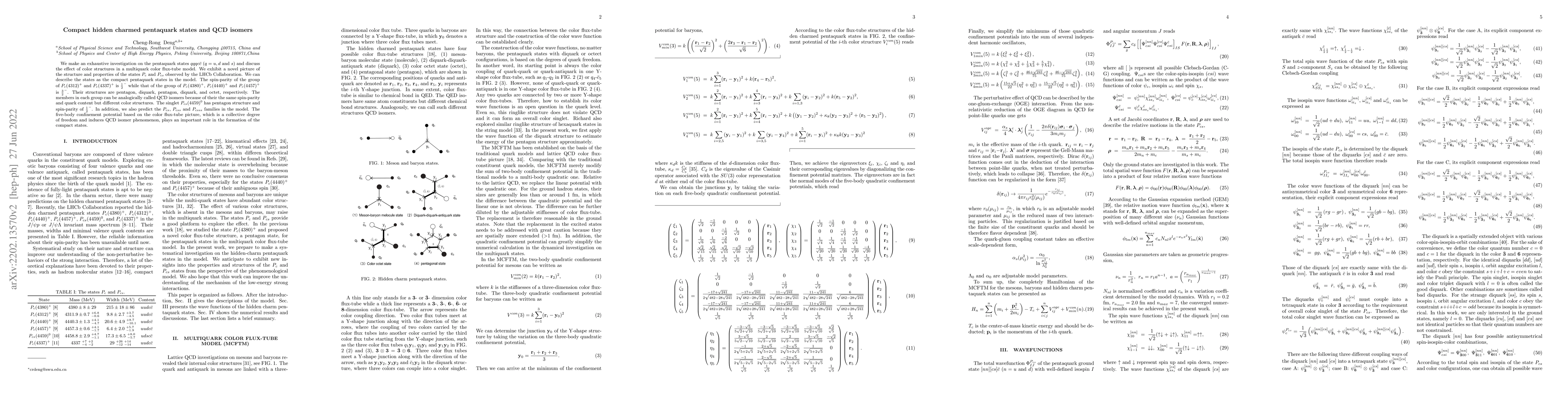 Thumbnail for Compact hidden charm pentaquark states and QCD isomers