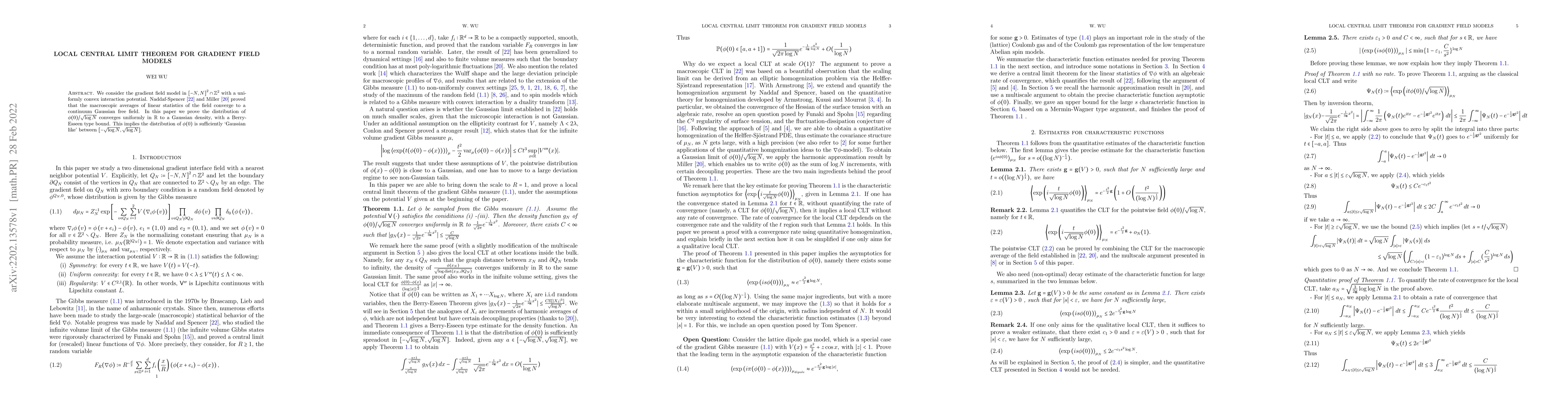 Thumbnail for Local central limit theorem for gradient field models