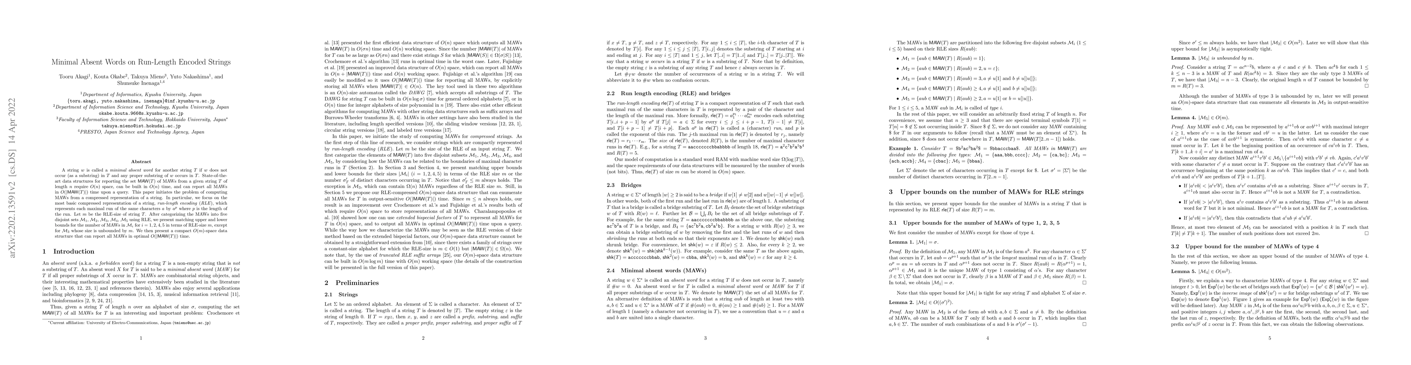Thumbnail for Minimal Absent Words on Run-Length Encoded Strings