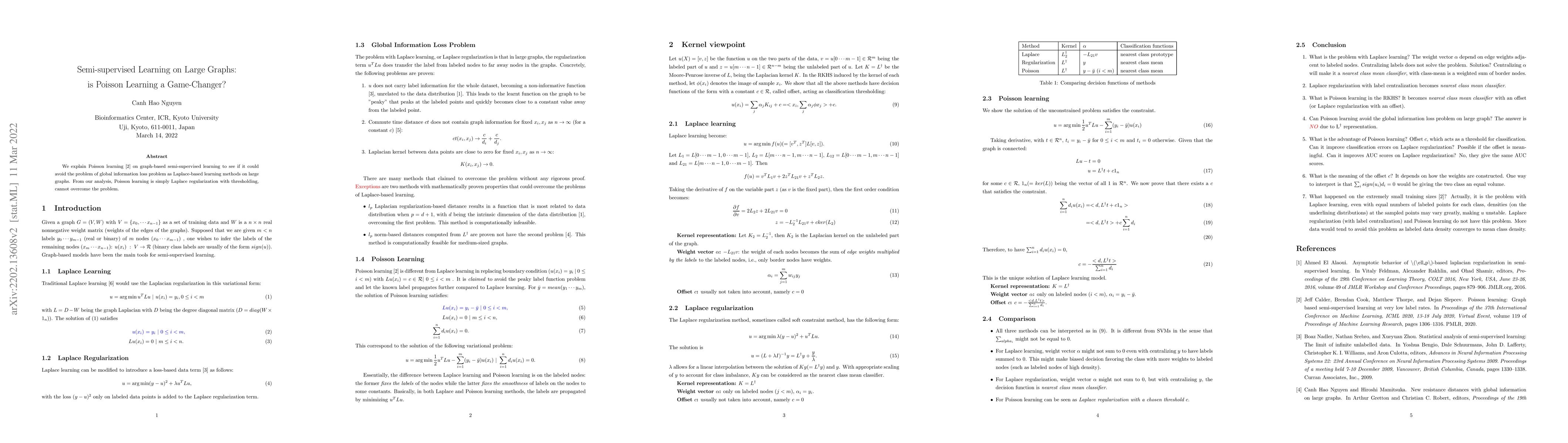 Thumbnail for Semi-supervised Learning on Large Graphs: is Poisson Learning a
  Game-Changer?