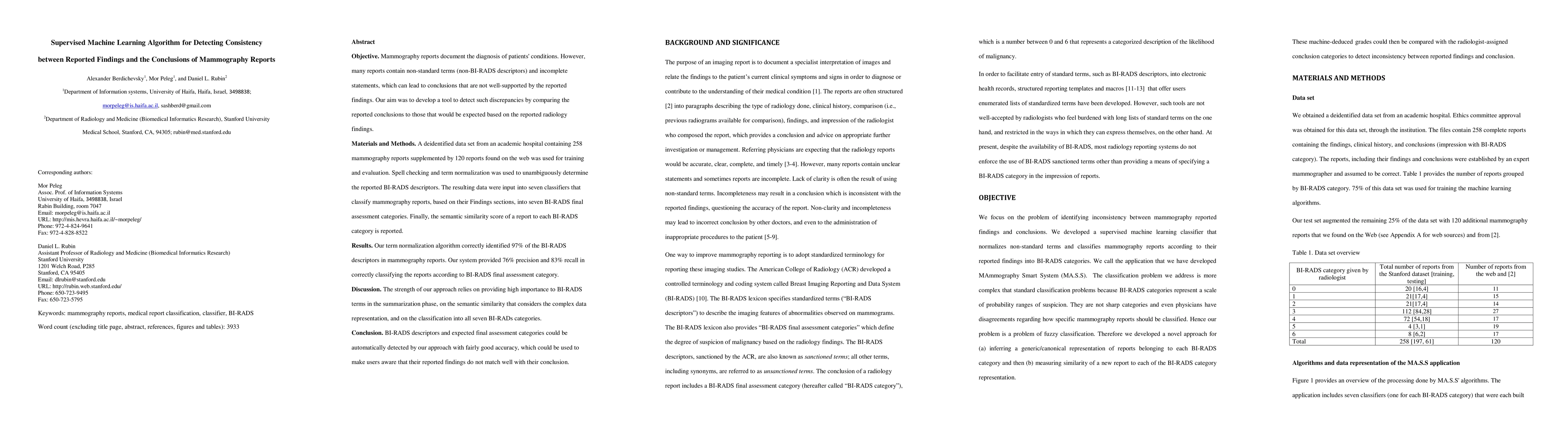 Thumbnail for Supervised Machine Learning Algorithm for Detecting Consistency between
  Reported Findings and the Conclusions of Mammography Reports