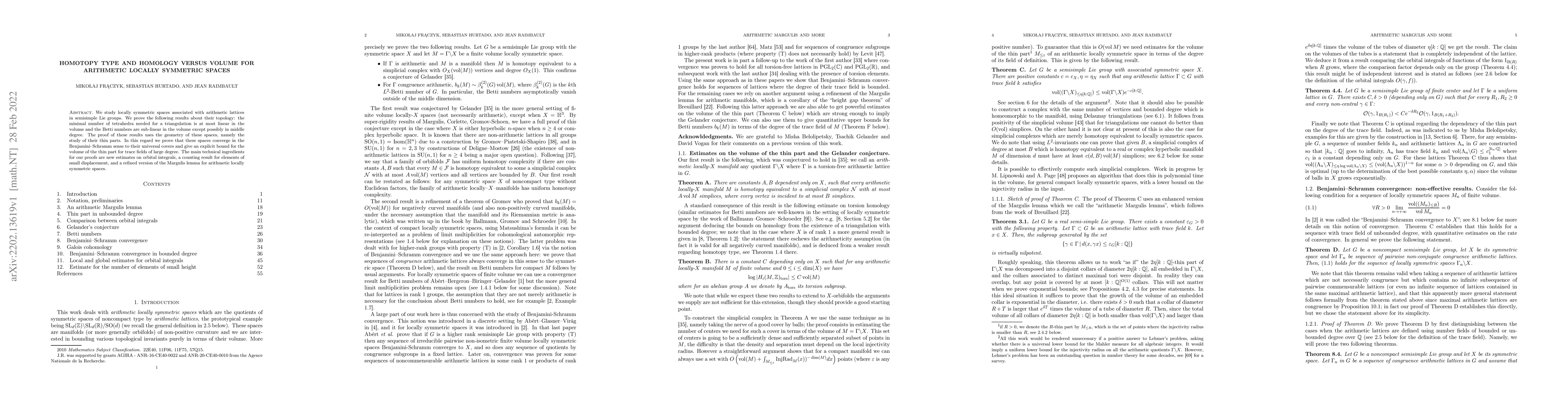 Thumbnail for Homotopy type and homology versus volume for arithmetic locally
  symmetric spaces