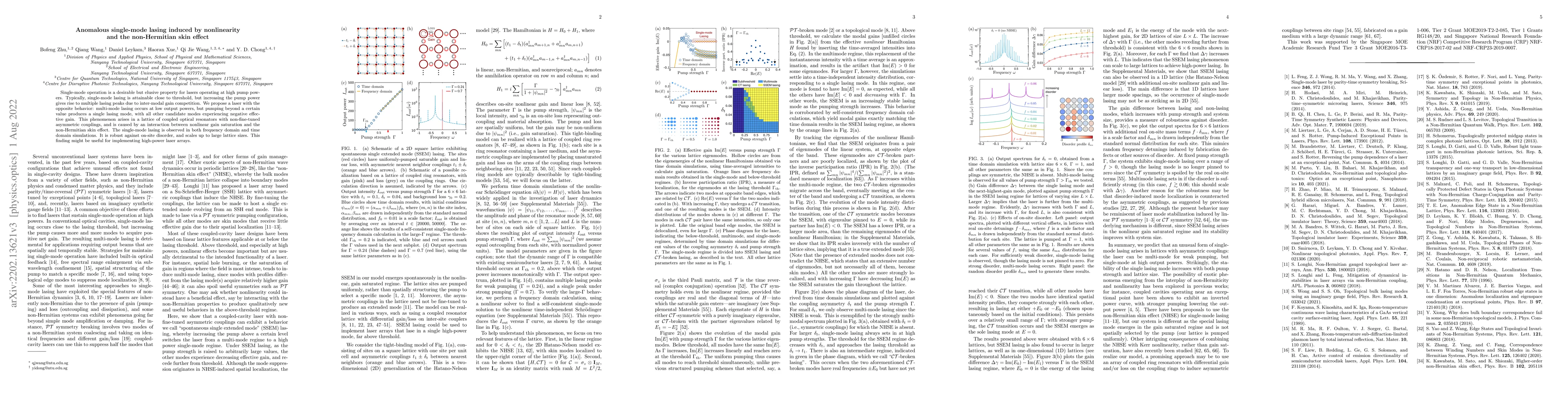 Thumbnail for Anomalous single-mode lasing induced by nonlinearity and the
  non-Hermitian skin effect