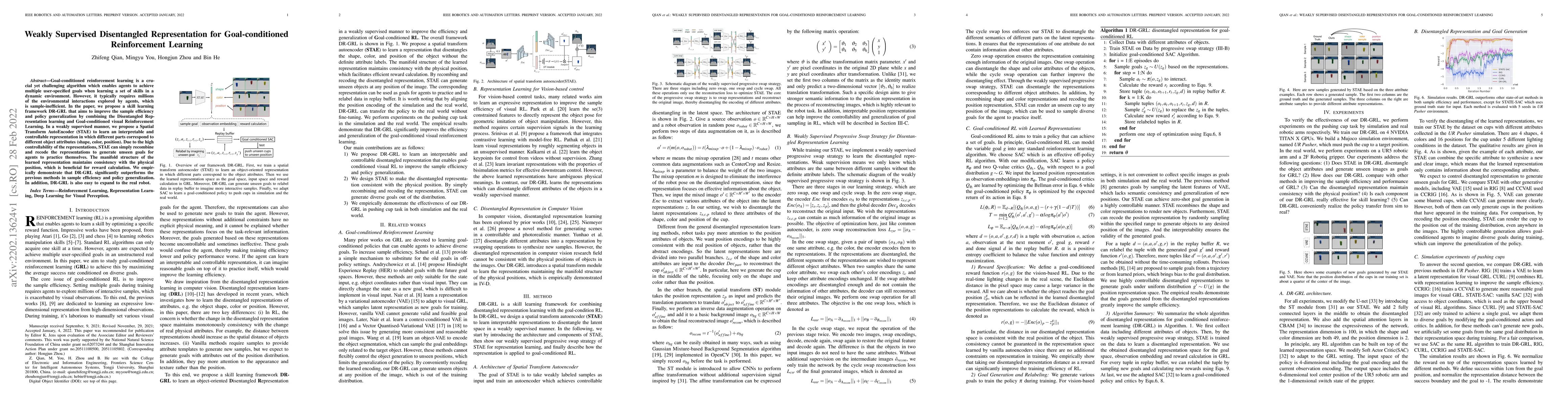 Thumbnail for Weakly Supervised Disentangled Representation for Goal-conditioned
  Reinforcement Learning
