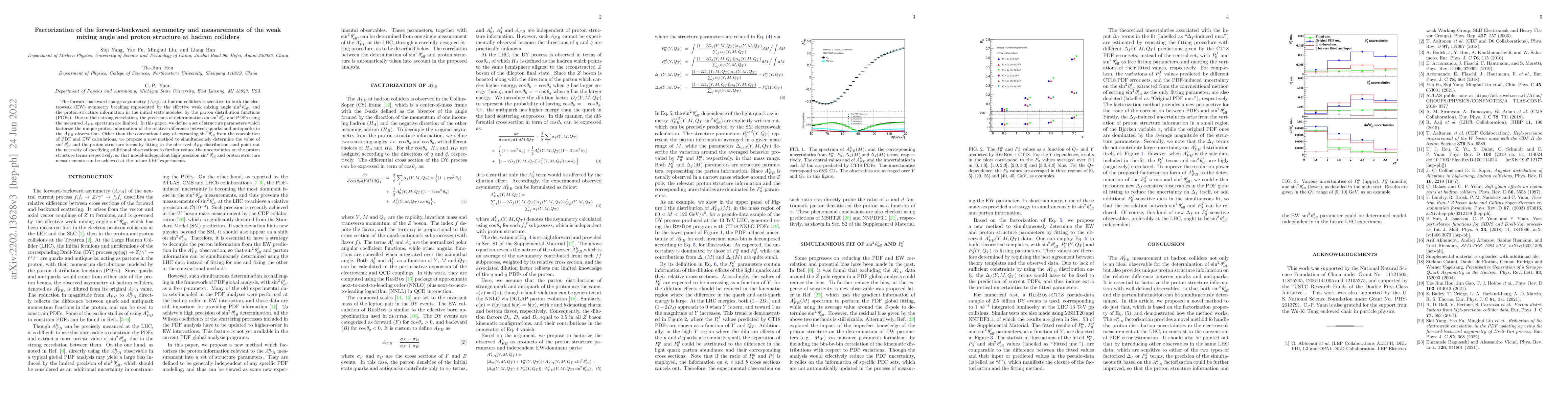 Thumbnail for Factorization of the forward-backward charge asymmetry and measurements
  of the weak mixing angle and proton structure at hadron colliders
