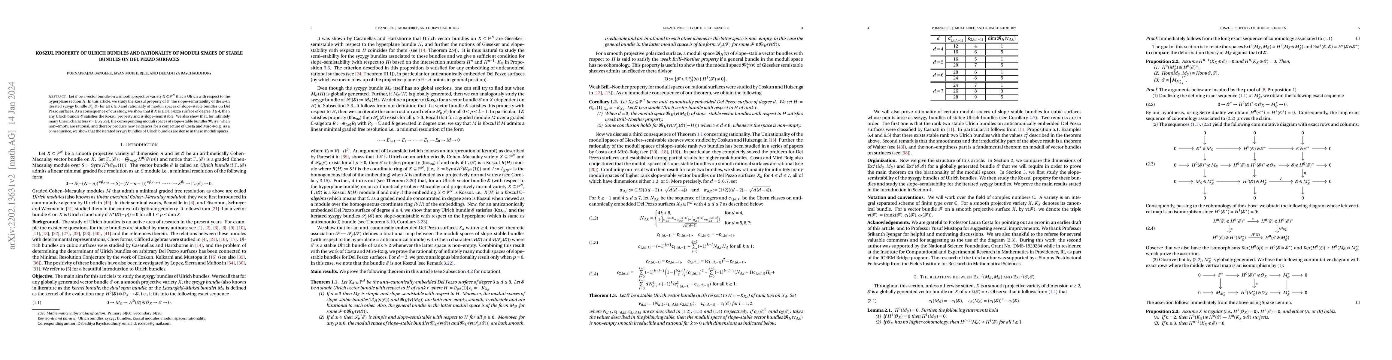 Thumbnail for Koszul property of Ulrich bundles and rationality of moduli spaces of
  stable bundles on Del Pezzo surfaces