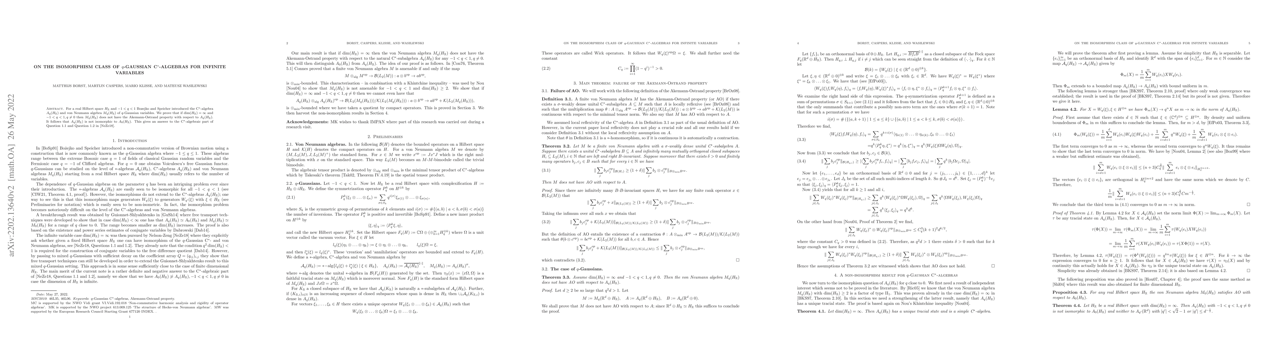 Thumbnail for On the isomorphism class of $q$-Gaussian C$^\ast$-algebras for infinite
  variables