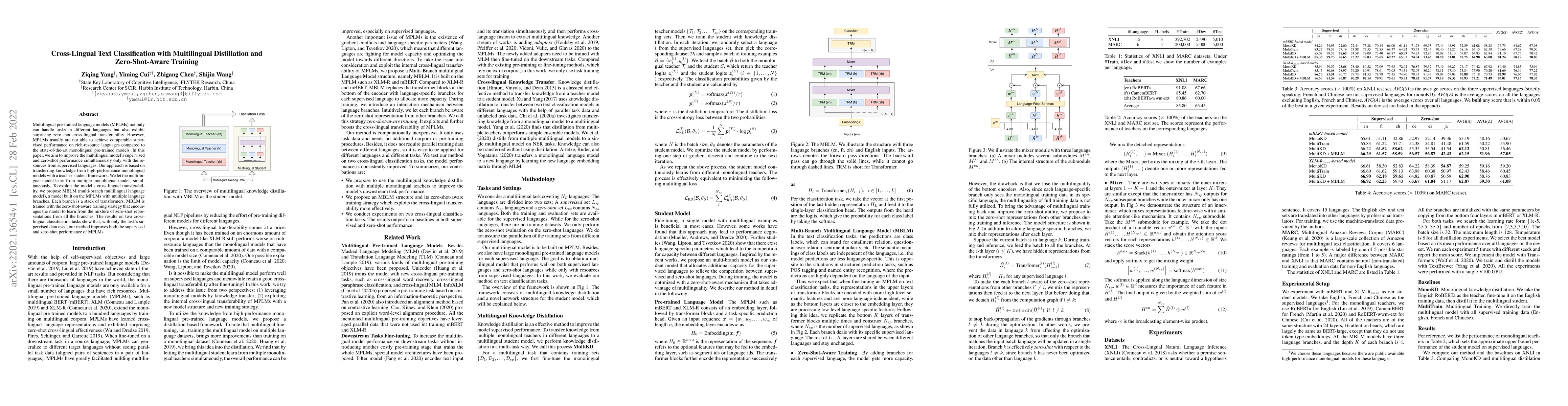 Thumbnail for Cross-Lingual Text Classification with Multilingual Distillation and
  Zero-Shot-Aware Training
