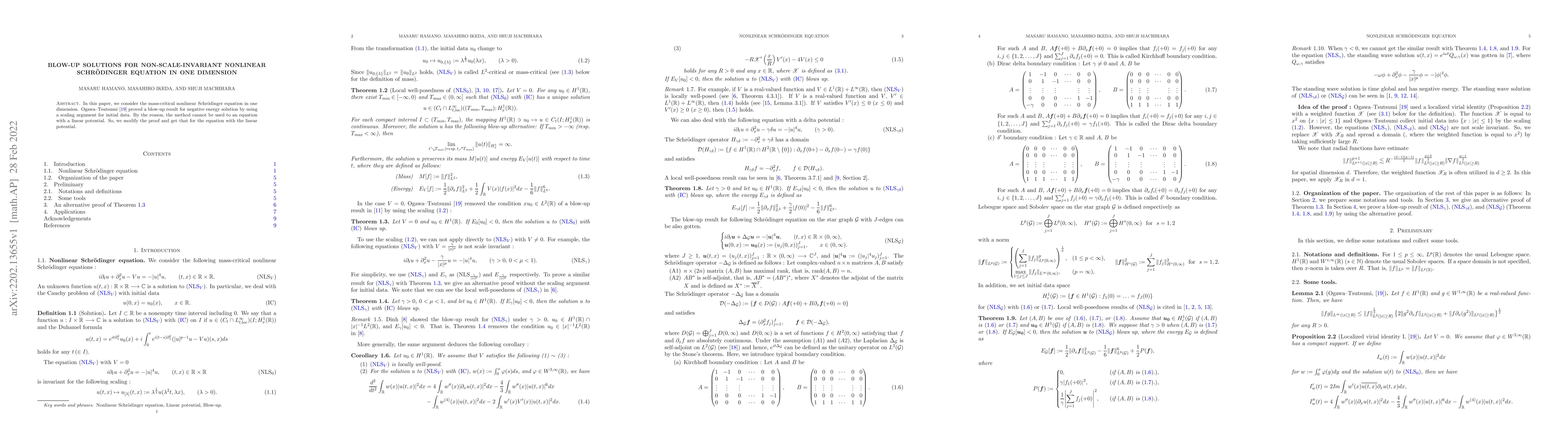 Thumbnail for Blow-up solutions for non-scale-invariant nonlinear Schr\"odinger
  equation in one dimension