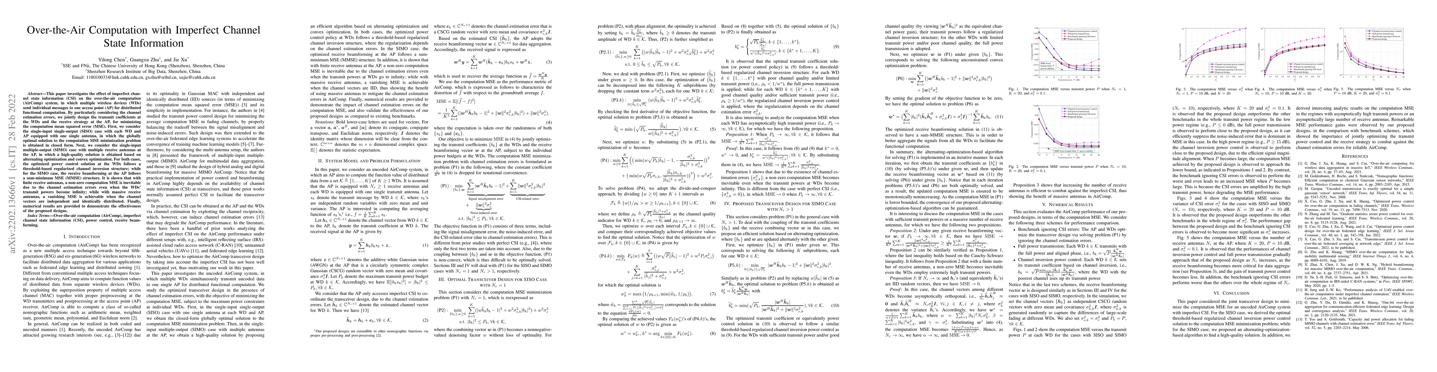 Thumbnail for Over-the-Air Computation with Imperfect Channel State Information
