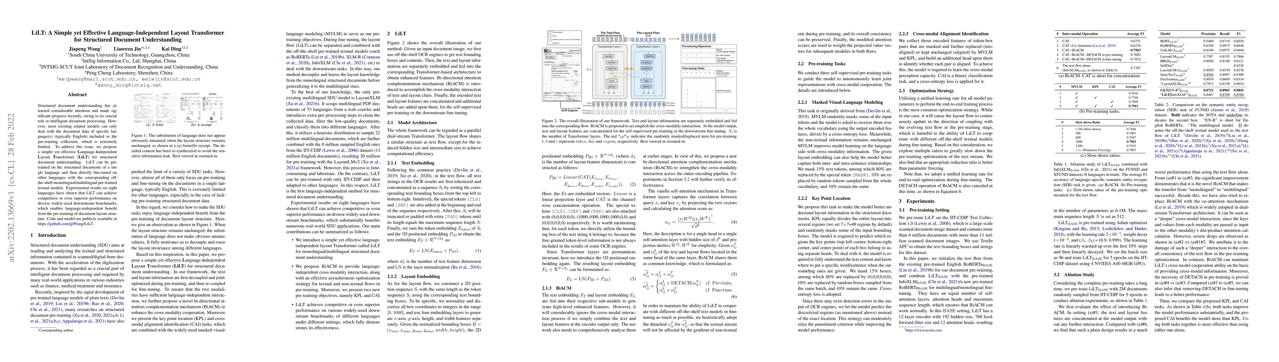 Thumbnail for LiLT: A Simple yet Effective Language-Independent Layout Transformer for
  Structured Document Understanding