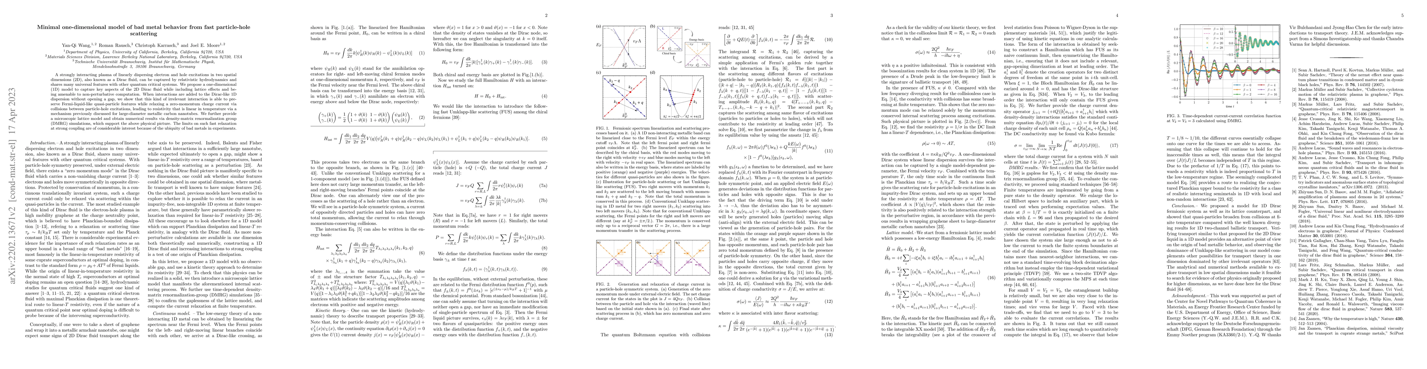 Thumbnail for Minimal one-dimensional model of bad metal behavior from fast
  particle-hole scattering