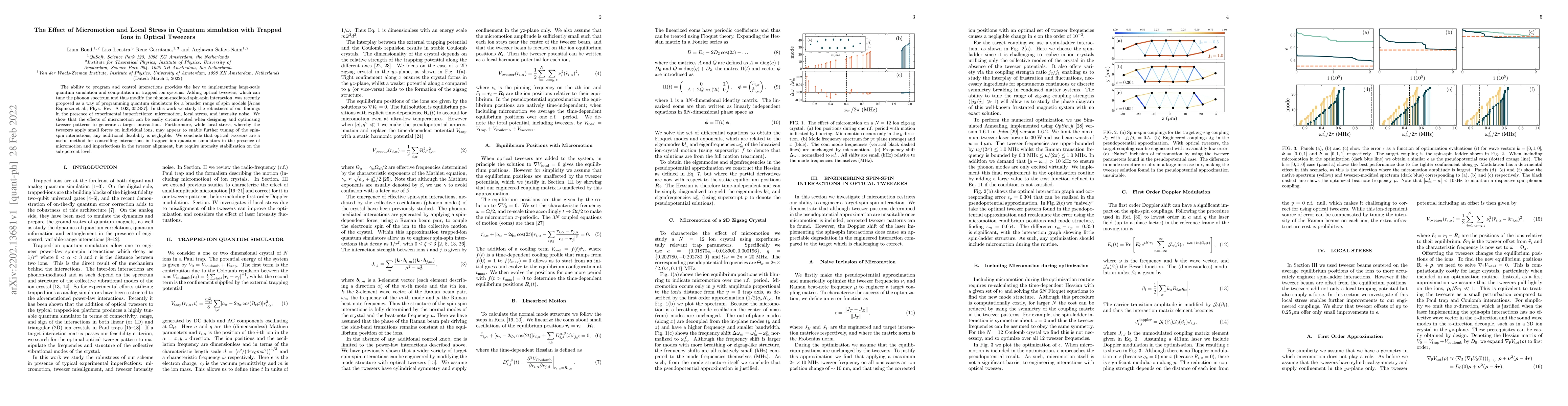 Thumbnail for The Effect of Micromotion and Local Stress in Quantum simulation with
  Trapped Ions in Optical Tweezers