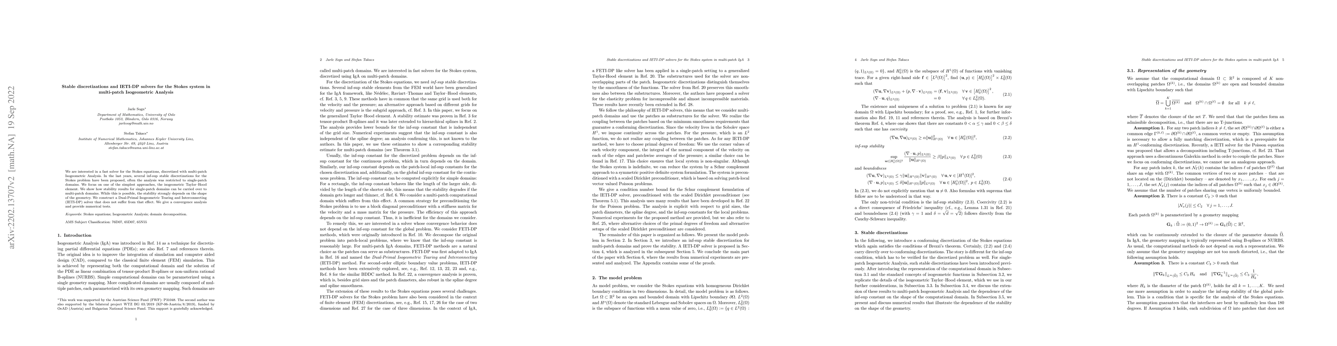 Thumbnail for Stable discretizations and IETI-DP solvers for the Stokes system in
  multi-patch Isogeometric Analysis