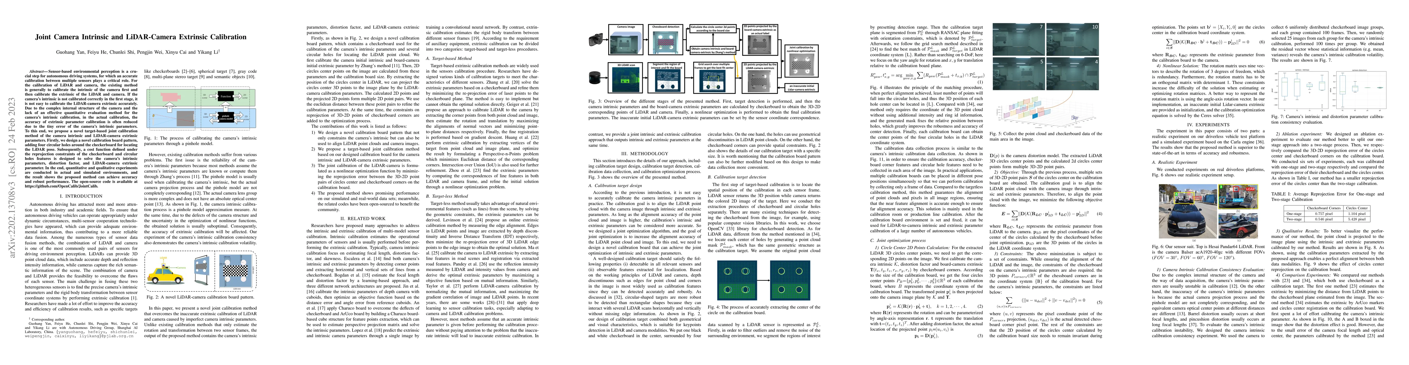 Thumbnail for Joint Camera Intrinsic and LiDAR-Camera Extrinsic Calibration