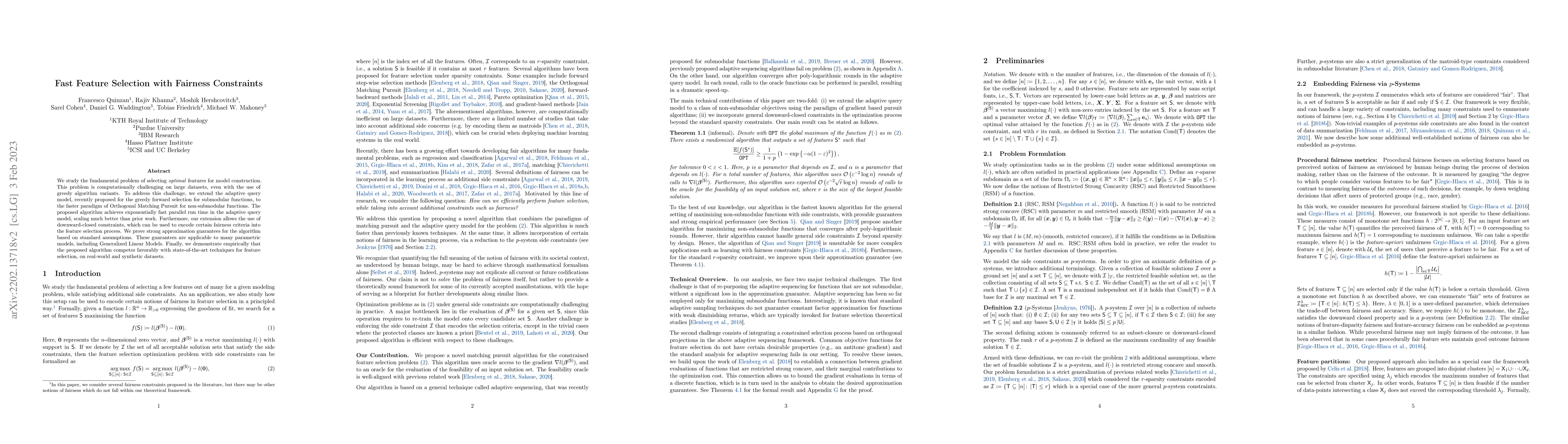Thumbnail for Fast Feature Selection with Fairness Constraints