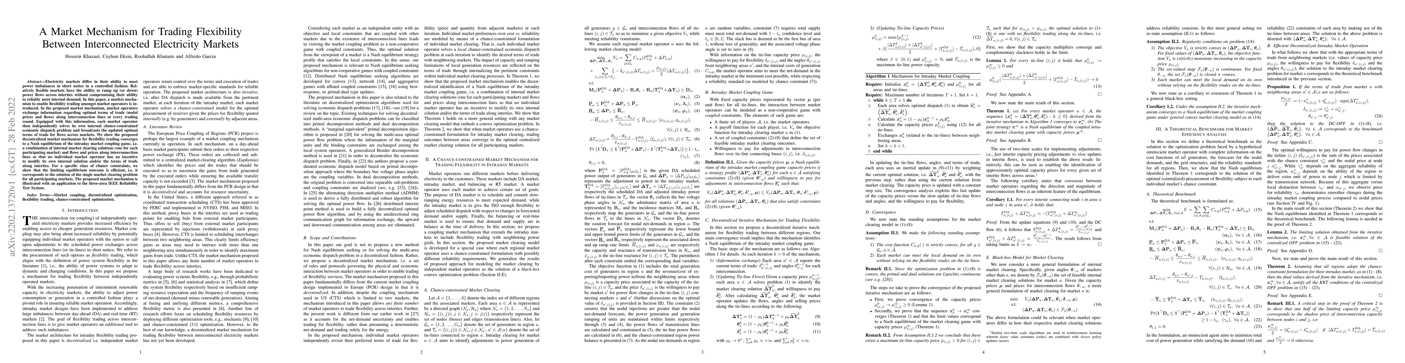 Thumbnail for A Market Mechanism for Trading Flexibility Between Interconnected
  Electricity Markets