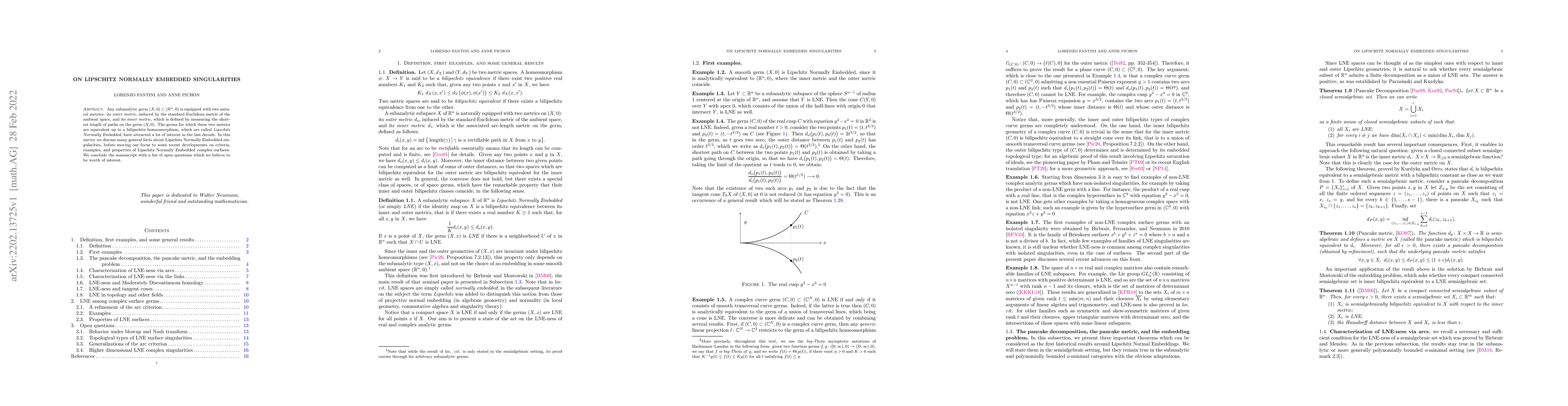 Thumbnail for On Lipschitz Normally Embedded singularities
