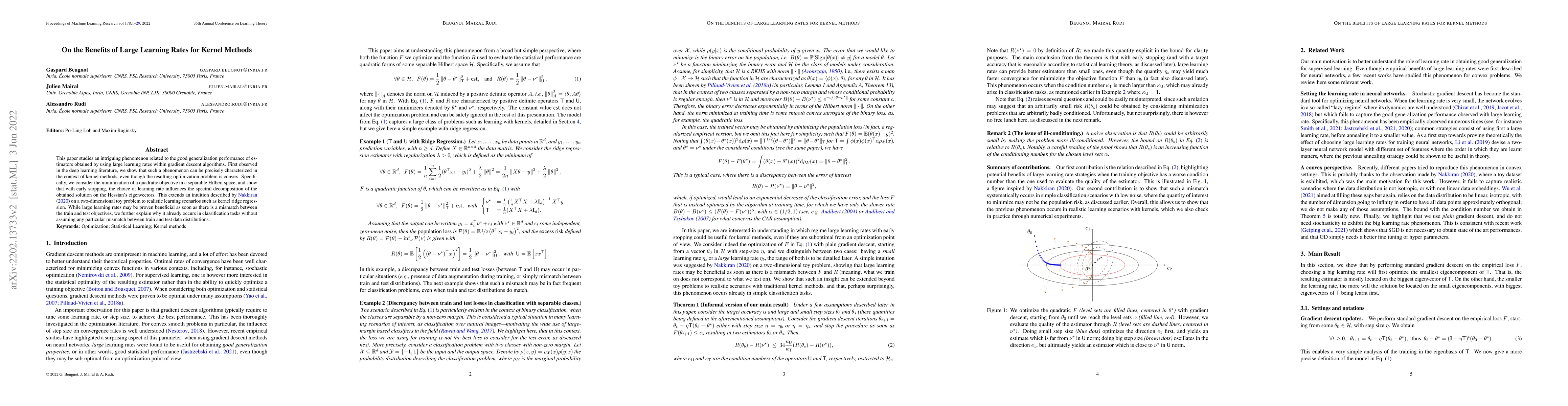Thumbnail for On the Benefits of Large Learning Rates for Kernel Methods