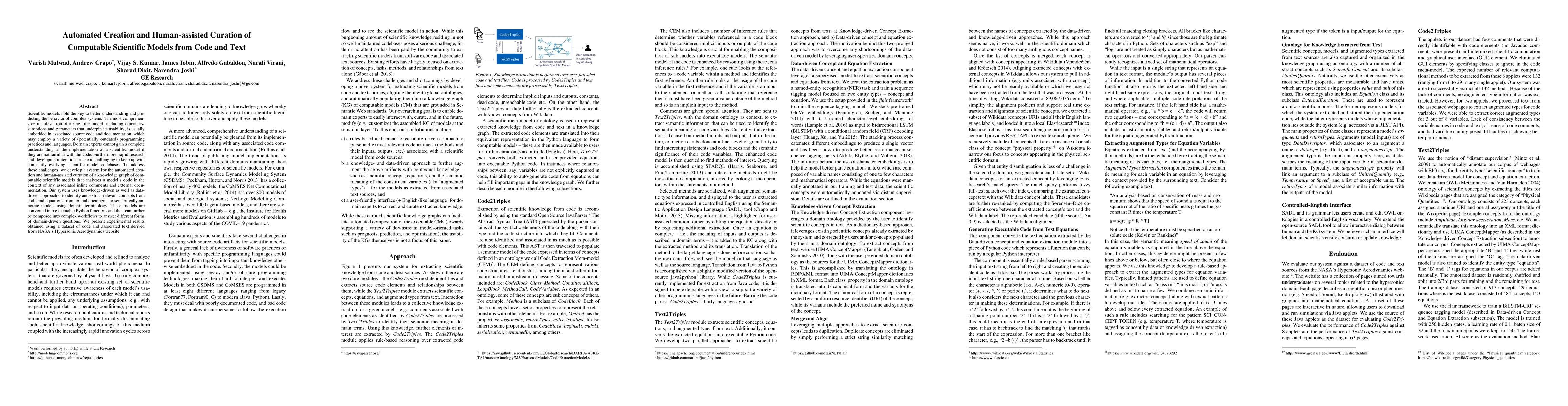 Thumbnail for Automated Creation and Human-assisted Curation of Computable Scientific
  Models from Code and Text