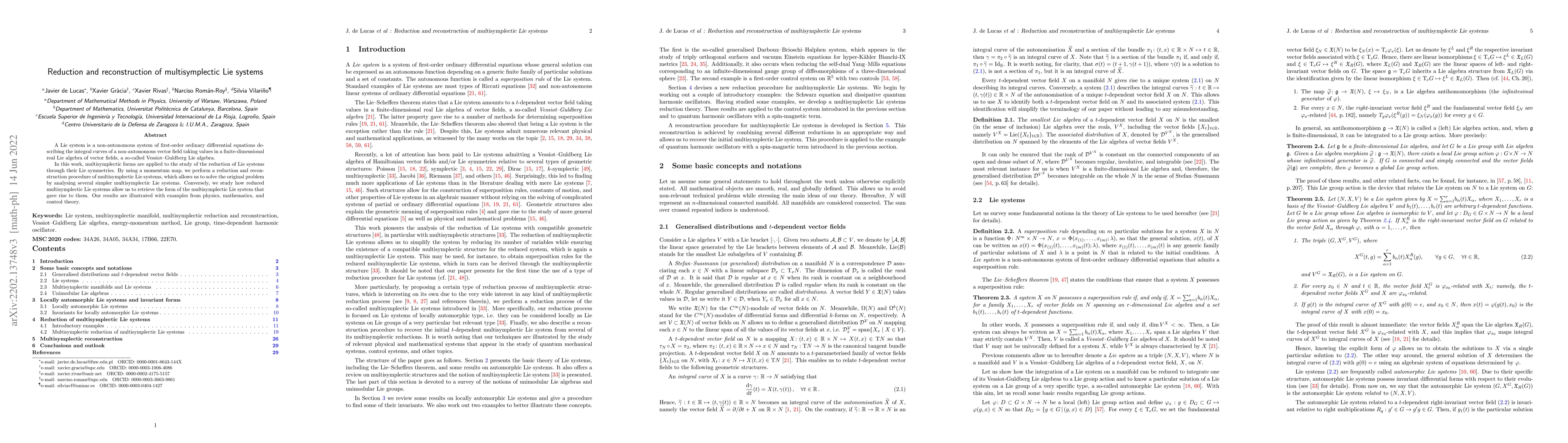 Thumbnail for Reduction and reconstruction of multisymplectic Lie systems