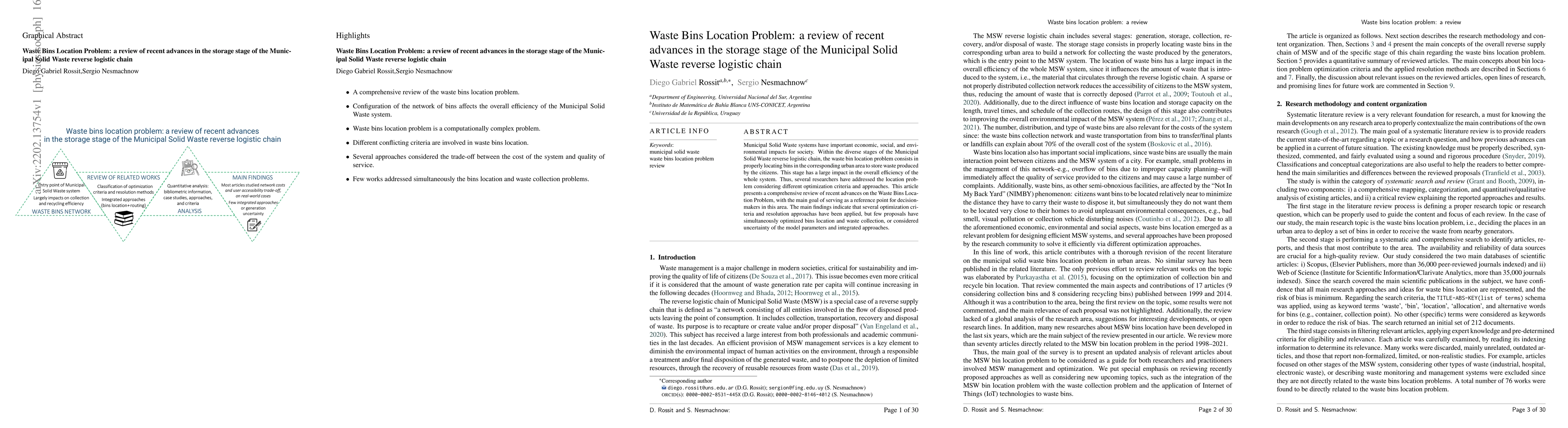 Thumbnail for Waste bins location problem: A review of recent advances in the storage
  stage of the Municipal Solid Waste reverse logistic chain
