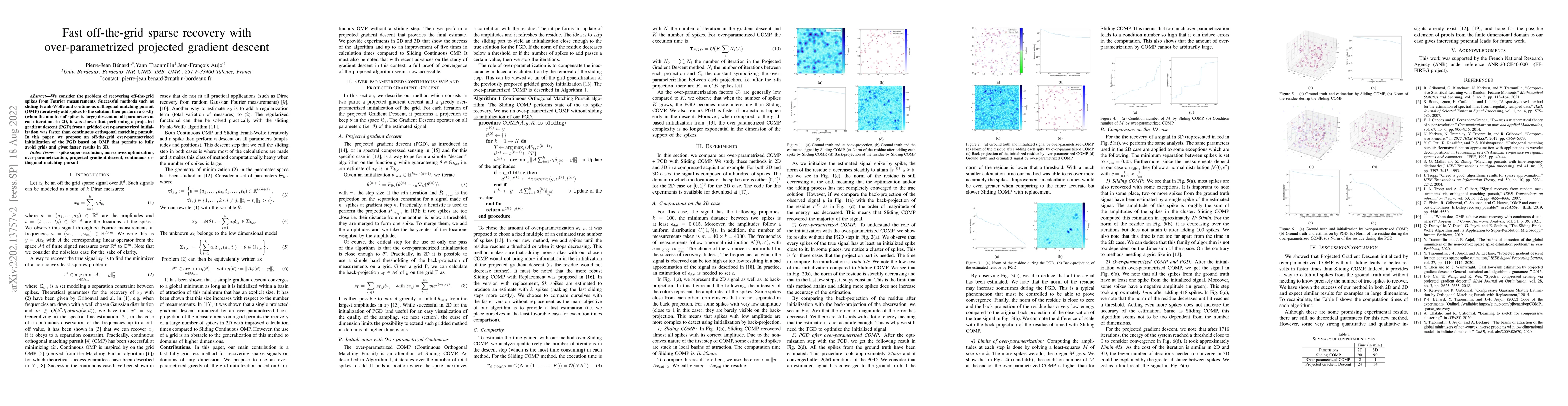 Thumbnail for Fast off-the-grid sparse recovery with over-parametrized projected
  gradient descent