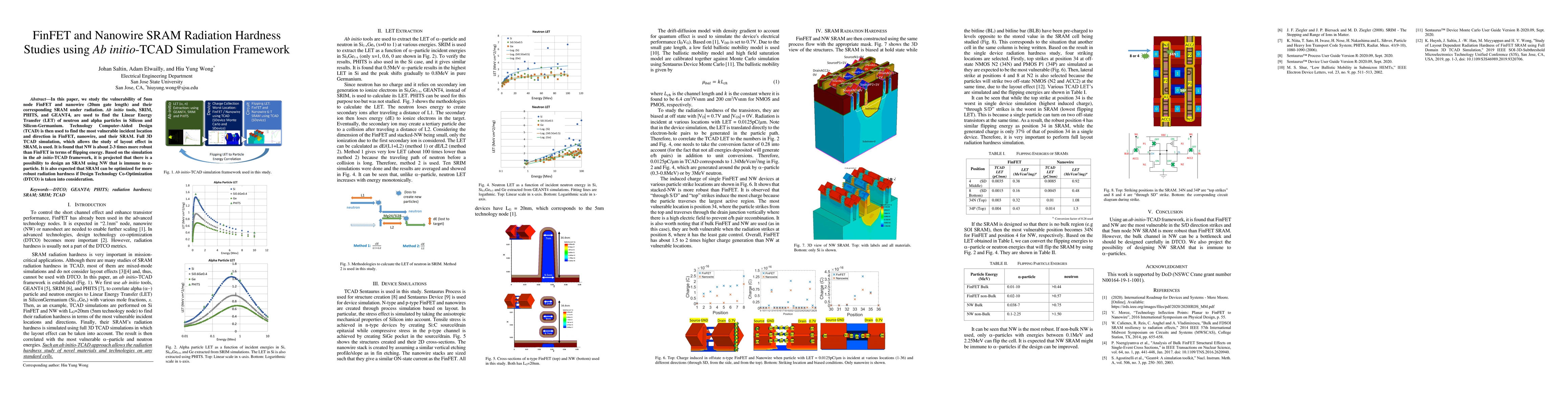 Thumbnail for FinFET and Nanowire SRAM Radiation Hardness Studies using Ab initio-TCAD
  Simulation Framework
