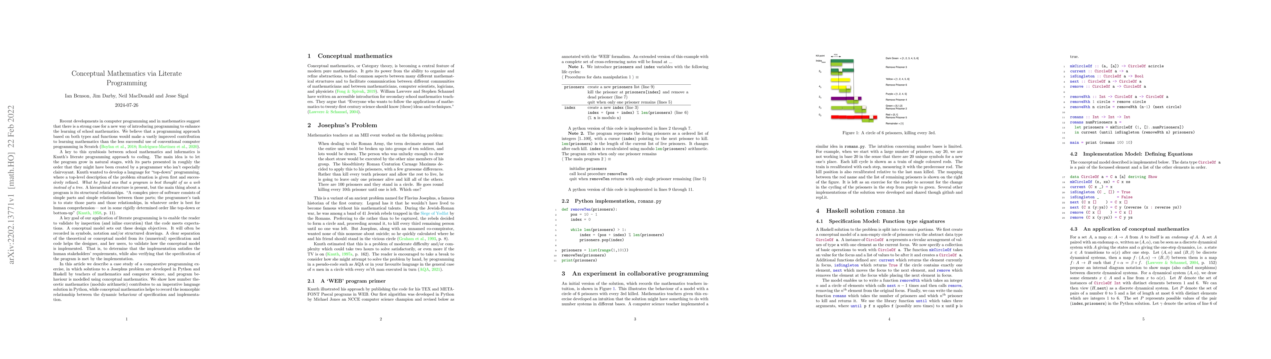 Thumbnail for Conceptual Mathematics via Literate Programming