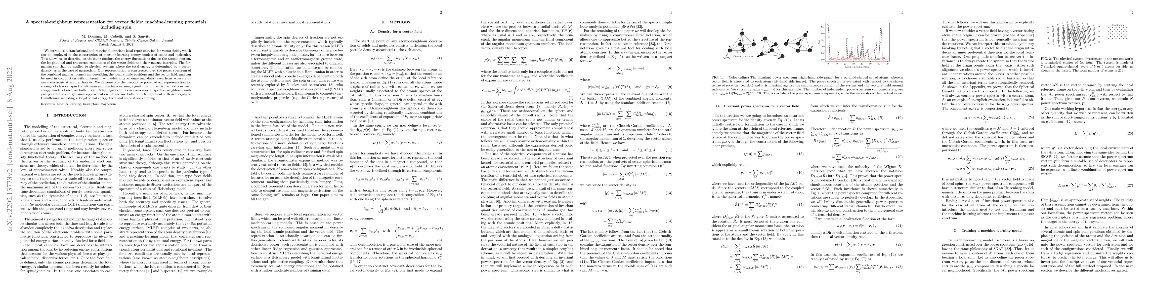 Thumbnail for A spectral-neighbour representation for vector fields: machine-learning
  potentials including spin