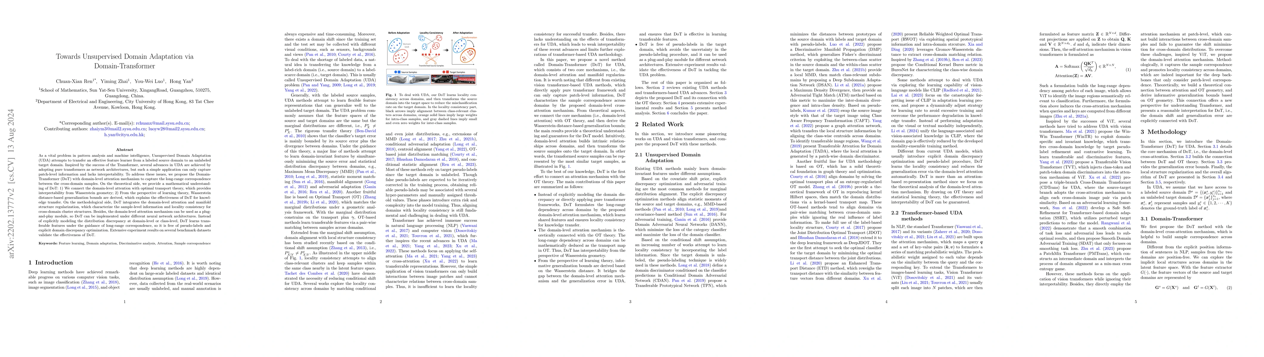 Thumbnail for Towards Unsupervised Domain Adaptation via Domain-Transformer