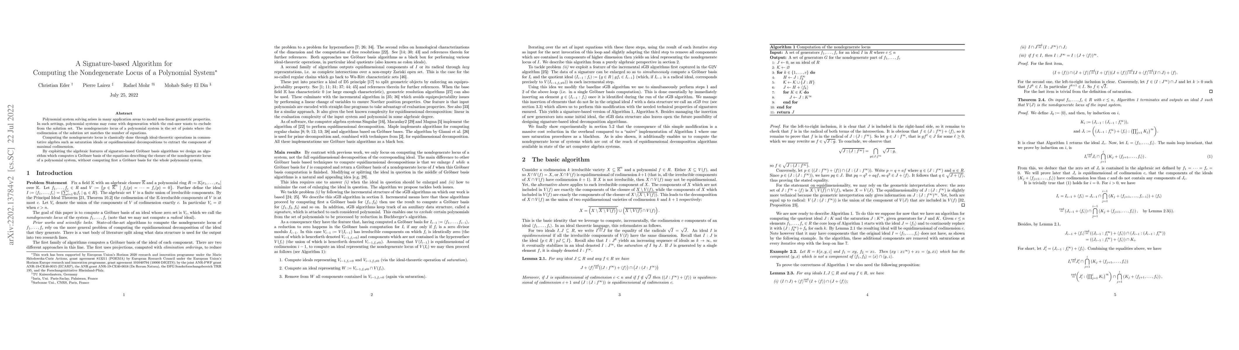 Thumbnail for A Signature-based Algorithm for Computing the Nondegenerate Locus of a
  Polynomial System