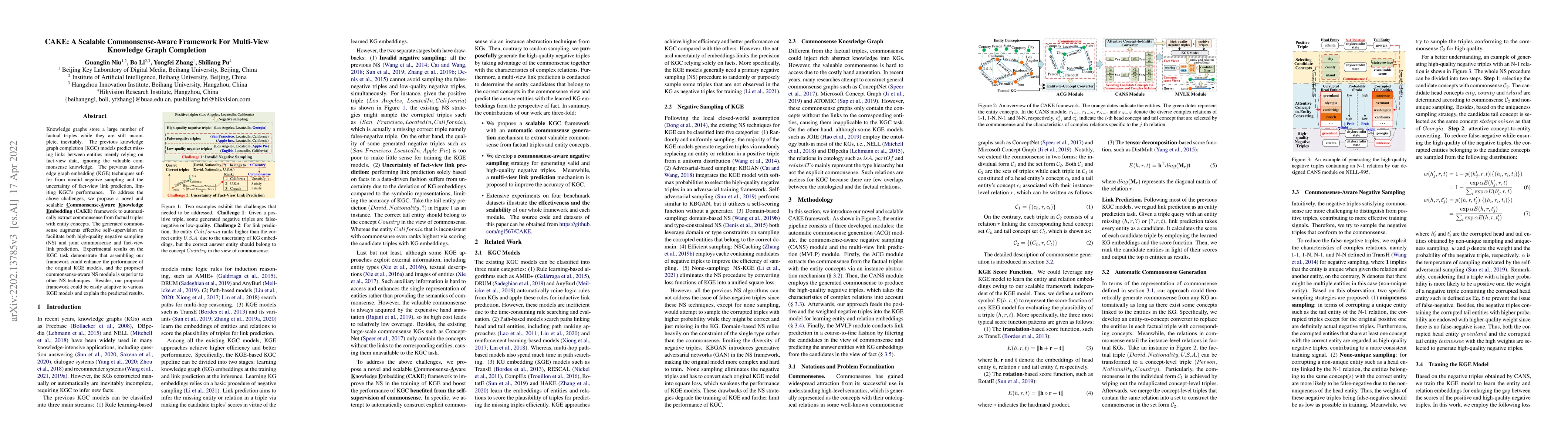 Thumbnail for CAKE: A Scalable Commonsense-Aware Framework For Multi-View Knowledge
  Graph Completion