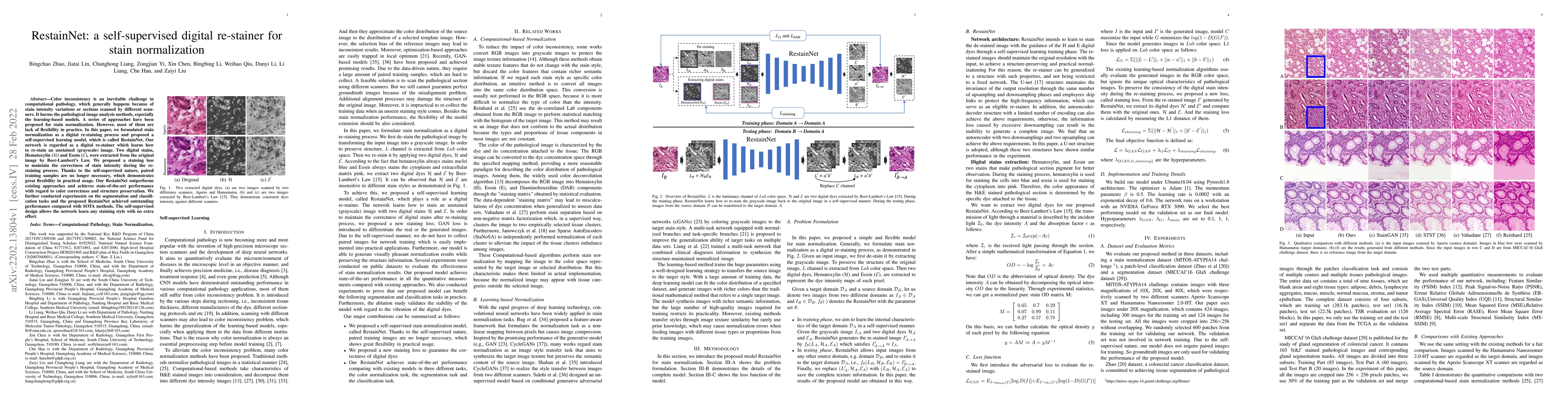 Thumbnail for RestainNet: a self-supervised digital re-stainer for stain normalization